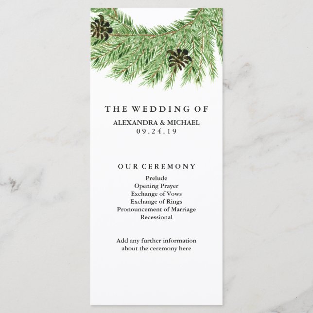 Programa de Casamento de Pinus de inverno (Frente)