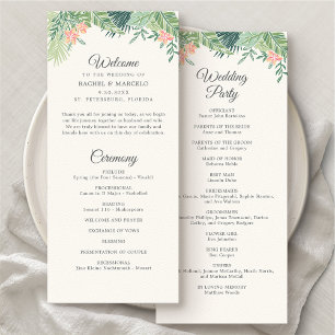 Programa de Casamento de Praia Tropical Floral