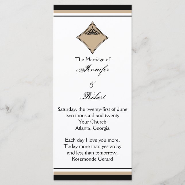 Programa de Casamento de Quadros de Diamante Negro (Frente)
