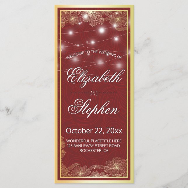 Programa de Casamento de Quadros Florais Elegante  (Frente)