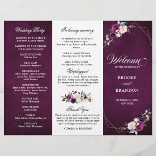 Programa de Casamento de Rosa de Blush de Plum Rox