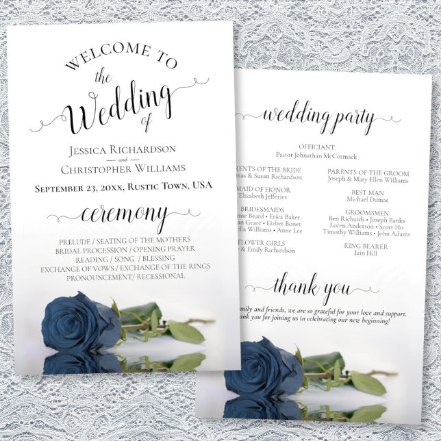 Programa de Casamento de Rosa de Orçamento de Aço  (Front/Back)