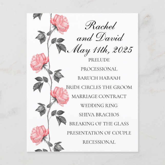 Programa de Casamento de Rosas de Wallpaper dos an (Frente)