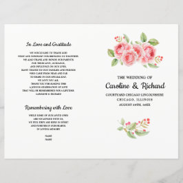 Programa de Casamento de Rosas Românticos em Aquar