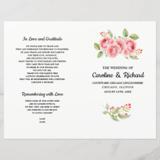 Programa de Casamento de Rosas Românticos em Aquar