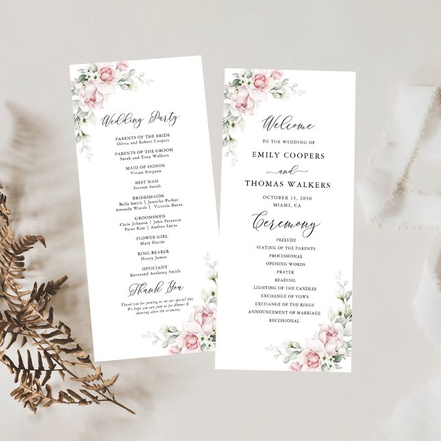 Programa de Casamento de Rosas Rosa-Blush (Criador carregado)