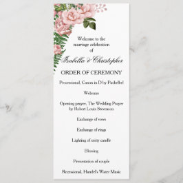 Programa de Casamento de Rosas Rosa e Ferns