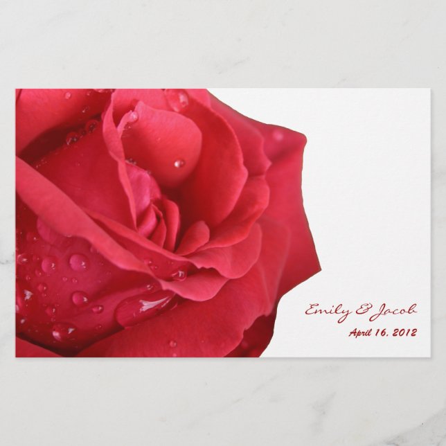 Programa de Casamento de Rosas vermelhas Brilhante (Frente)