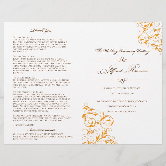 Programa de Casamento de Roxanne (Frente)