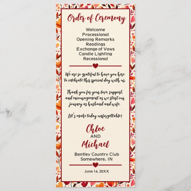 Programa de Casamento de Sangue de Coração (Frente)