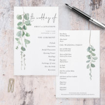 Programa de Casamento de Script Eucalyptus de Orça