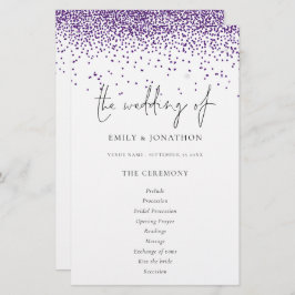 Programa de Casamento de Script Glitter Roxo do Or