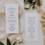 Programa de Casamento de Script Moderno<br><div class="desc">Este moderno programa de núpcias é perfeito para um casamento minimalista. O simples design preto e branco apresenta uma tipografia industrial única, com estilo boho moderno. Personalizável em qualquer cor. Mantenha o design mínimo e elegante, como está, ou personalize-o adicionando seus próprios gráficos e trabalhos de arte. Inclua o nome...</div>