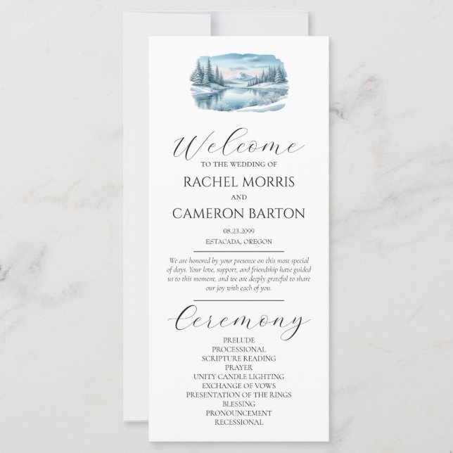 Programa de Casamento de Snowy Mountain Winter Lak (Frente)