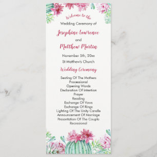 Programa de Casamento de Suculentos das Flores de 
