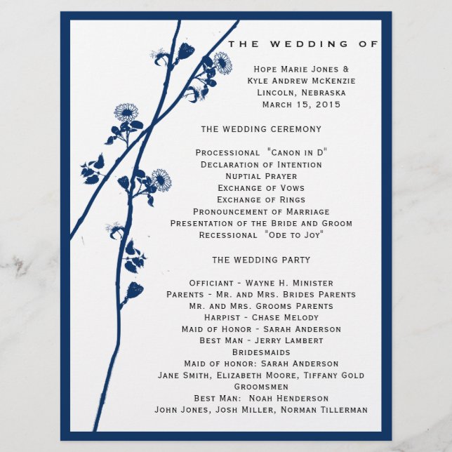 Programa de Casamento de Sucursais de Flores Selva (Frente)