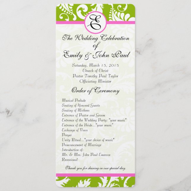 Programa de Casamento de Sujidade para Damas Verde (Frente)