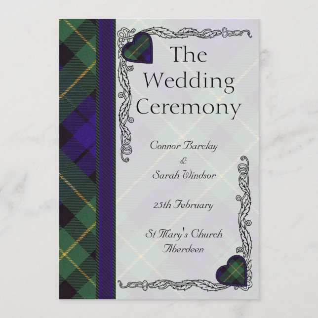 Programa de Casamento de Tartan Escocês - Barclay (Frente)