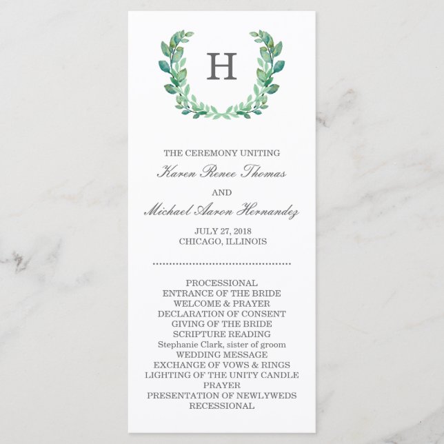 Programa de Casamento de Terra Natural (Frente)