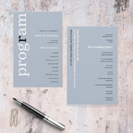 Programa de Casamento de Texto Azul Simples Dusty