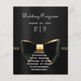 Programa de Casamento de Tuxedo Dourado e Negro