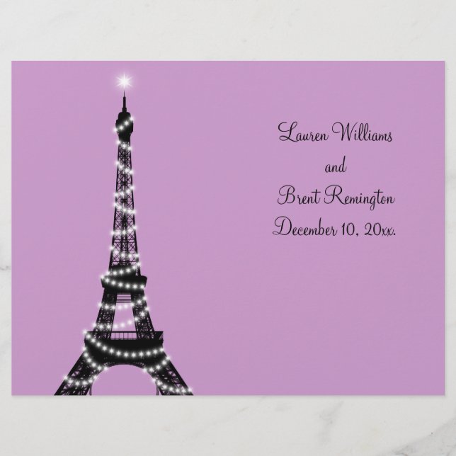 Programa de Casamento de Twinkles em Paris (Frente)