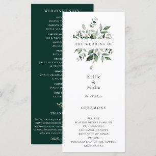 Programa de Casamento de Verdura Botânica Natural