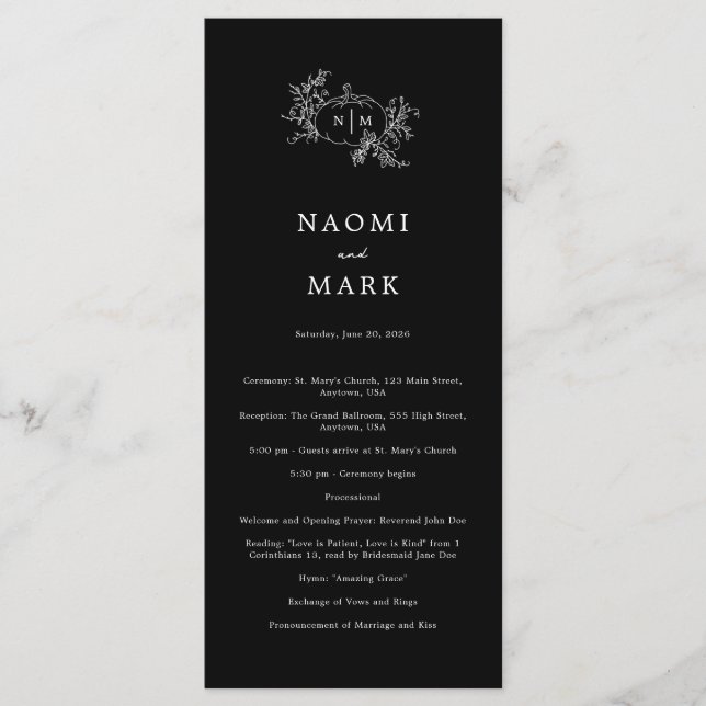 Programa de Casamento de Vinhas de Abóbora (Frente)