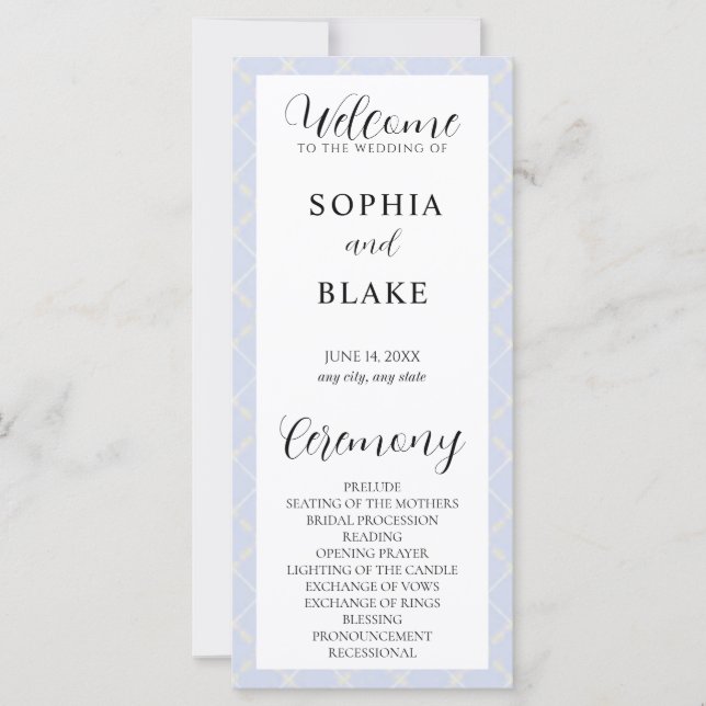 Programa de Casamento de Xadrezes Azul, Amarelo e  (Frente)