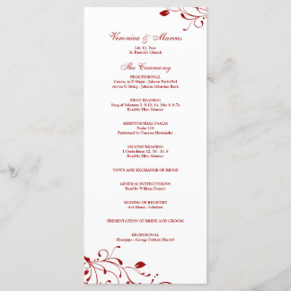 Programa de Casamento Decal Floral Vermelho e Bran