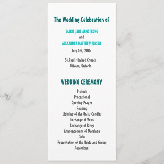 Programa de Casamento Divertido e Moderno (Frente)