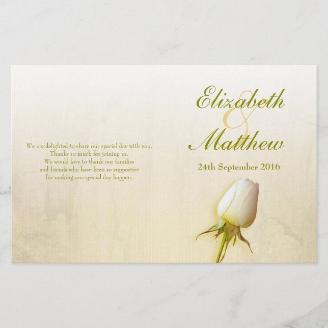 Programa de casamento do amigo da rosa branca (Frente)