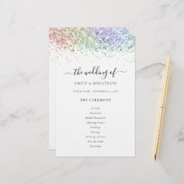Programa de Casamento do Arco-Íris com Letras Glit