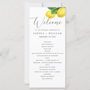 Programa de casamento do limão do jardim de citrin