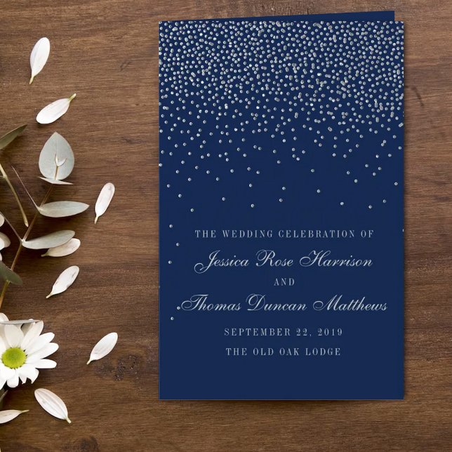 Programa de Casamento do Marinho Blue & Glam Silve (Criador carregado)