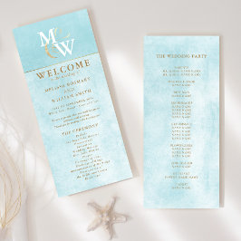 Programa de Casamento do Monograma de Vidro do Mar