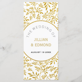 programa de casamento do padrão das folhas Dourada