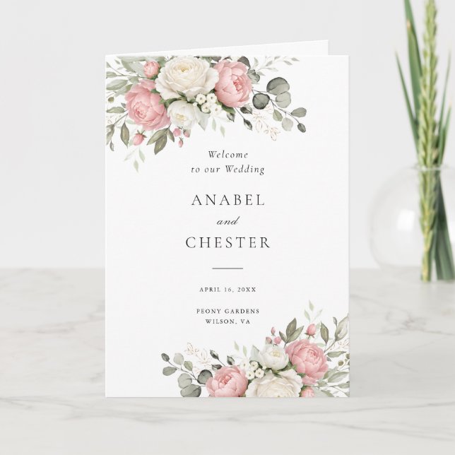 Programa de Casamento Dobrado com Vegetação Rosa F (Frente)