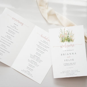 Programa de Casamento Dobrado de Boho Wildflower