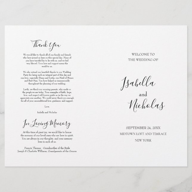 Programa de Casamento Dobrado de Script Isabella E (Frente)