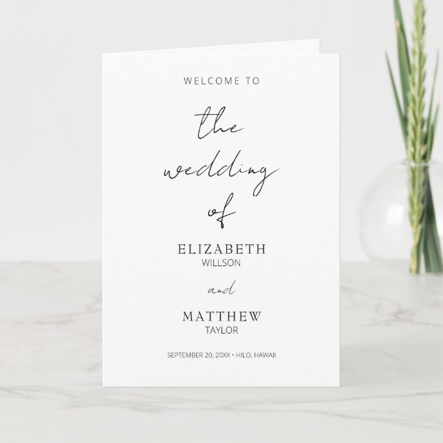 Programa de Casamento Dobrado de Script Minimalist (Frente)