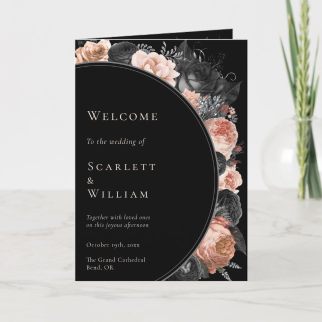 Programa de Casamento Dobrado do Blush Negro Vinta (Frente)