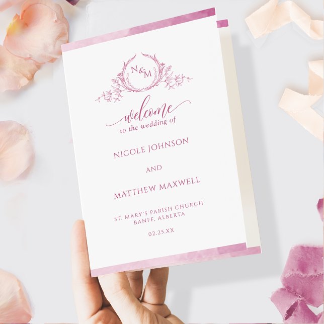 Programa de Casamento Dobrado do Monograma Rosa Ma (Criador carregado)