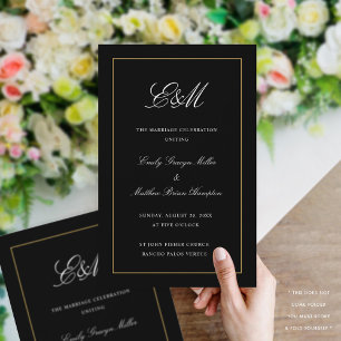 Programa de Casamento Dobrado Elegante - Monograma