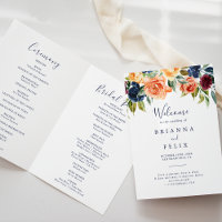 Programa de Casamento Dobrado Floral Elegante Mult