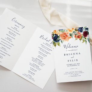 Programa de Casamento Dobrado Floral Elegante Mult