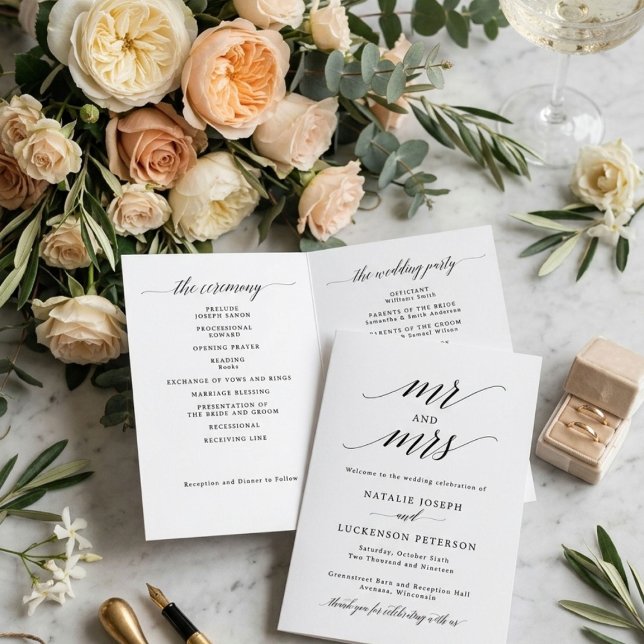 Programa de Casamento Dobrado Minimalista Moderno (Criador carregado)