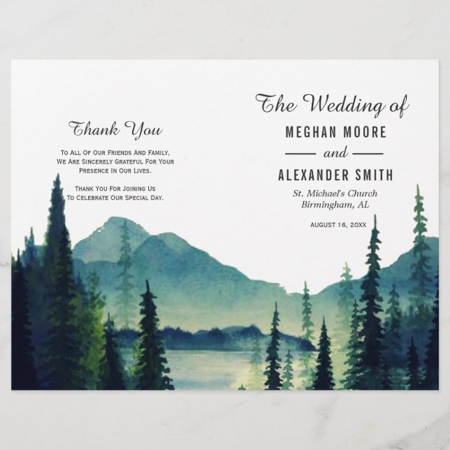 Programa de Casamento Dobrável de Casamento ao Ar  (Frente)