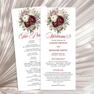 Programa de Casamento Dourado Burgundy Blush Desig