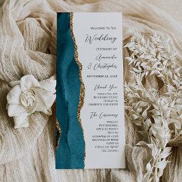 Programa de Casamento Dourado de Agatos Teal Blue